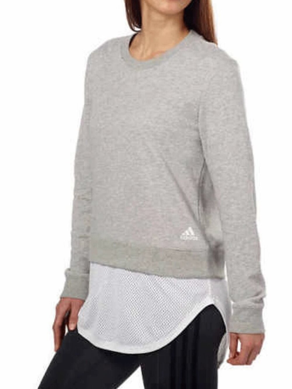 adidas Women's Athletics Dual Layer Sweatshirt, Medium Grey Heather, L